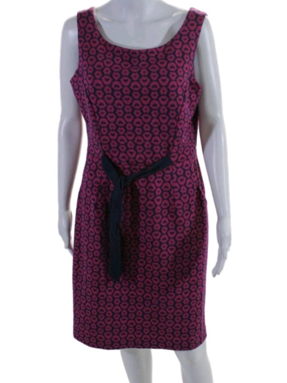 Lilly Pulitzer Back Zip Scoop Neck Kiss Lips Dress Navy Pink Size L - Picture 2 of 8